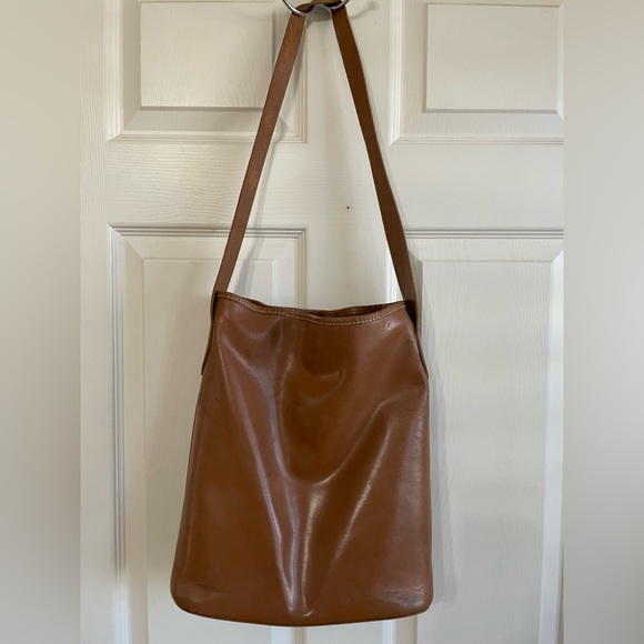 Longchamp Handbags - Longchamp saddle tan Leather bucket Bag from Saks Fifth Avenue